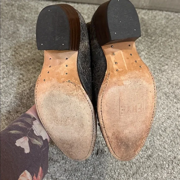 Frye Studded Star Distressed Leather Western Cowboy Boots Brown Size 5 - Picture 10 of 10